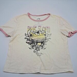 Pink Floyd Animals Ringer Tee Crop T Shirt Women's Small